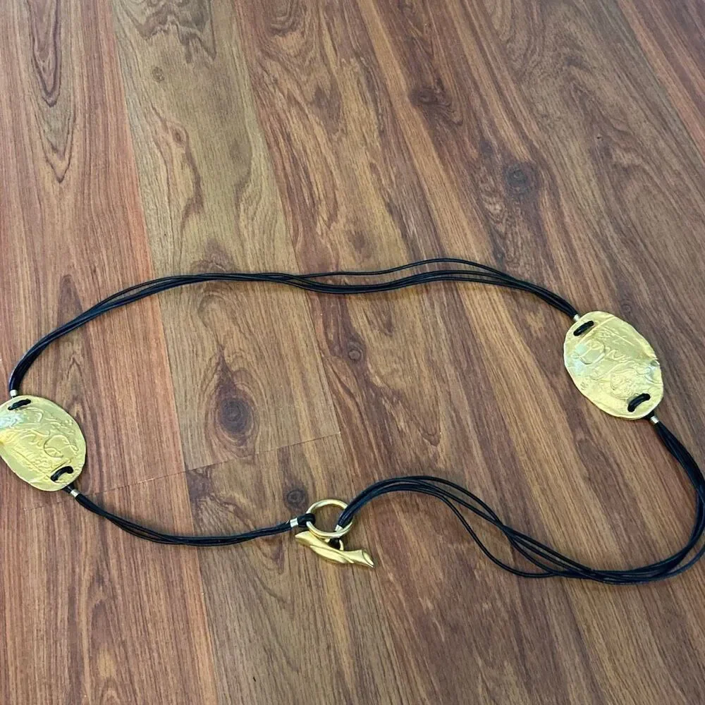 DKNY 90s Y2K black gold hammered then belt